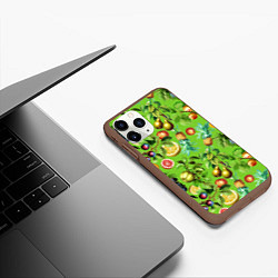 Чехол iPhone 11 Pro матовый Сочные фрукты паттерн, цвет: 3D-коричневый — фото 2