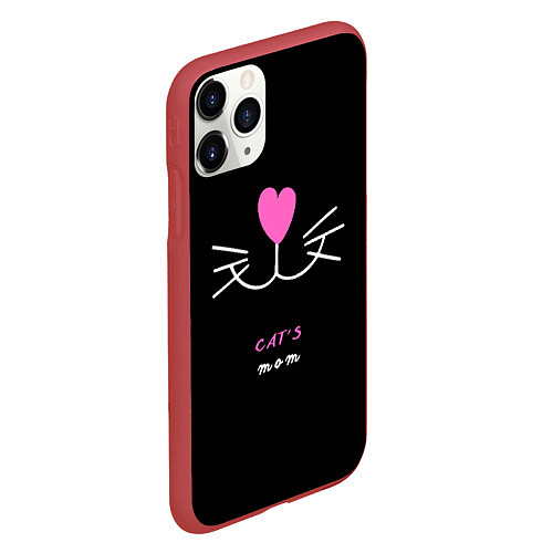 Чехол iPhone 11 Pro матовый Cats mom / 3D-Красный – фото 2