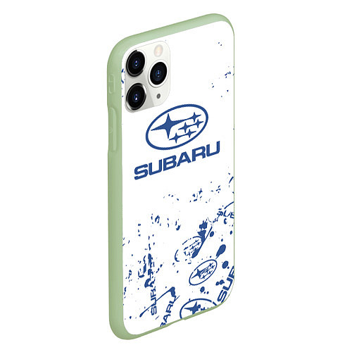 Чехол iPhone 11 Pro матовый Subaru брызги / 3D-Салатовый – фото 2