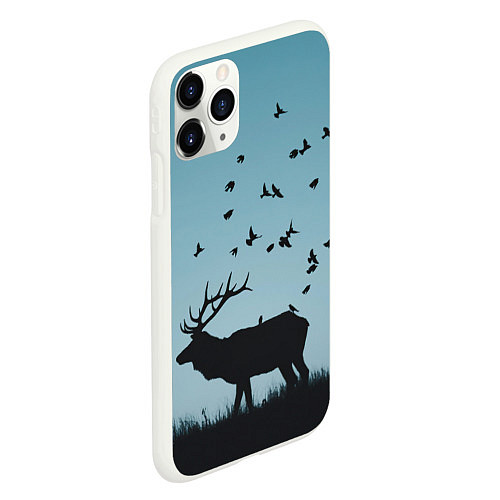 Чехол iPhone 11 Pro матовый Северный Олень Reindeer / 3D-Белый – фото 2