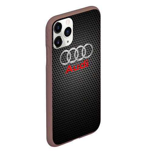 Чехол iPhone 11 Pro матовый Audi карбон / 3D-Коричневый – фото 2