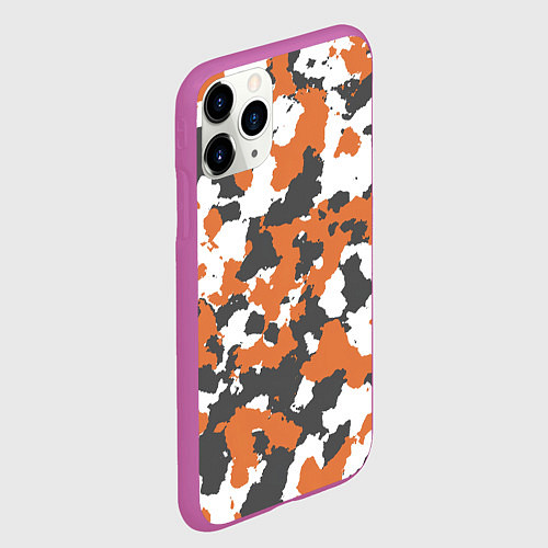 Чехол iPhone 11 Pro матовый Orange Camo / 3D-Фиолетовый – фото 2