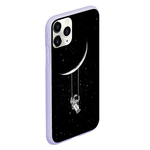 Чехол iPhone 11 Pro матовый Космонавт Звёзды / 3D-Светло-сиреневый – фото 2