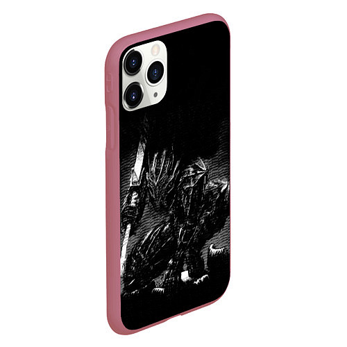 Чехол iPhone 11 Pro матовый ГАТС В БРОНЕ БЕРСЕРК / 3D-Малиновый – фото 2