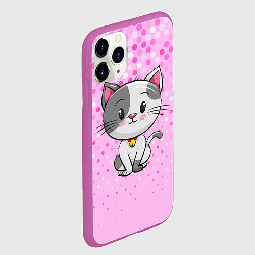 Чехол iPhone 11 Pro матовый Котик с серым пятном / 3D-Фиолетовый – фото 2
