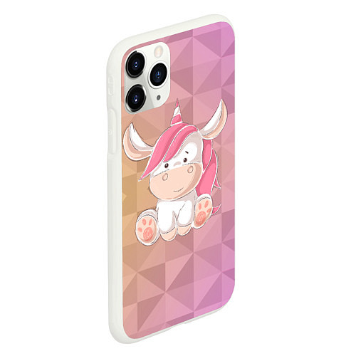 Чехол iPhone 11 Pro матовый Единорог с розовыми волосами / 3D-Белый – фото 2
