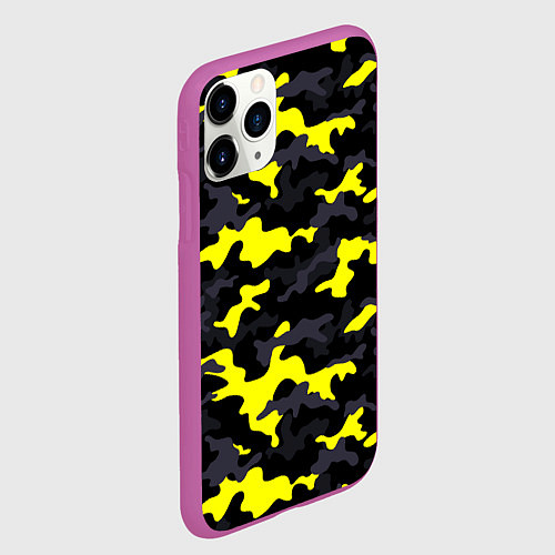 Чехол iPhone 11 Pro матовый Black Camo / 3D-Фиолетовый – фото 2