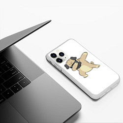 Чехол iPhone 11 Pro матовый Дэббинг дог мопс, Dabbing dog, цвет: 3D-белый — фото 2