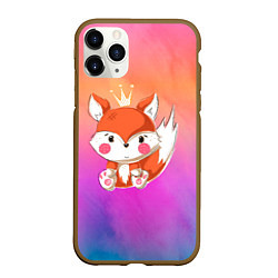 Чехол iPhone 11 Pro матовый Маленький рыжий лисенок с короной, цвет: 3D-коричневый