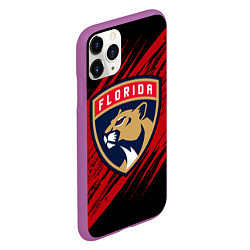Чехол iPhone 11 Pro матовый Florida Panthers, Флорида Пантерз, NHL, цвет: 3D-фиолетовый — фото 2