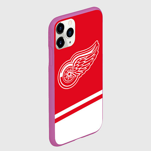 Чехол iPhone 11 Pro матовый Detroit Red Wings, Детройт Ред Уингз Диагональные / 3D-Фиолетовый – фото 2