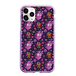 Чехол iPhone 11 Pro матовый Чудик и цветочки, цвет: 3D-сиреневый