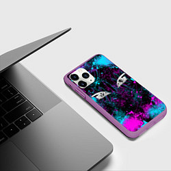 Чехол iPhone 11 Pro матовый ГЛАЗА АКАЗЫ ГЛИТЧ, цвет: 3D-фиолетовый — фото 2