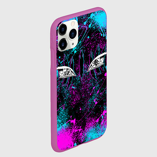 Чехол iPhone 11 Pro матовый ГЛАЗА АКАЗЫ ГЛИТЧ / 3D-Фиолетовый – фото 2