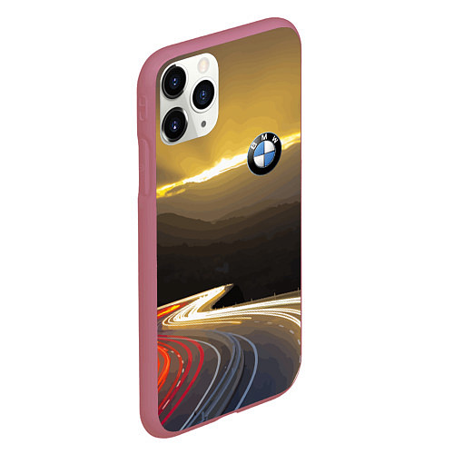 Чехол iPhone 11 Pro матовый BMW Night route / 3D-Малиновый – фото 2