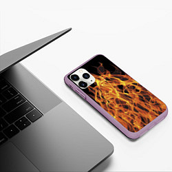 Чехол iPhone 11 Pro матовый Flame Pattern, цвет: 3D-сиреневый — фото 2