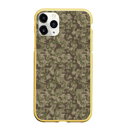 Чехол iPhone 11 Pro матовый Вязаный Лесной Камуфляж, цвет: 3D-желтый