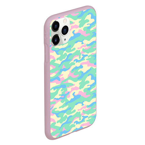 Чехол iPhone 11 Pro матовый Камуфляж пастельные цвета / 3D-Розовый – фото 2
