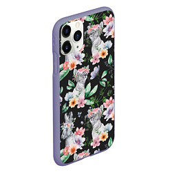 Чехол iPhone 11 Pro матовый Котики в цветочках, цвет: 3D-серый — фото 2