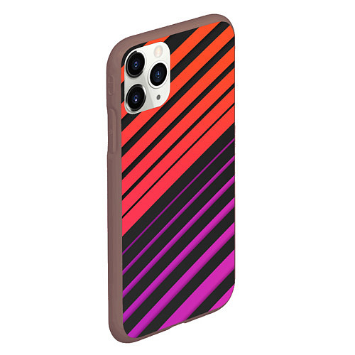 Чехол iPhone 11 Pro матовый Линии градиентGradient Polygon Lines / 3D-Коричневый – фото 2