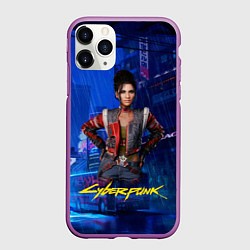 Чехол iPhone 11 Pro матовый Panam Панам Cyberpunk2077, цвет: 3D-фиолетовый