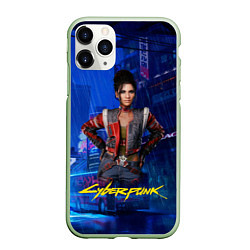 Чехол iPhone 11 Pro матовый Panam Панам Cyberpunk2077, цвет: 3D-салатовый