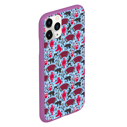 Чехол iPhone 11 Pro матовый Русская Символика / 3D-Фиолетовый – фото 2