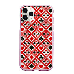Чехол iPhone 11 Pro матовый Масти Карточные, цвет: 3D-розовый