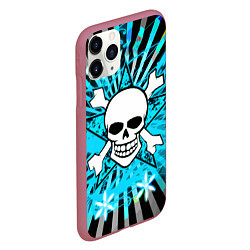 Чехол iPhone 11 Pro матовый Neon Skull, цвет: 3D-малиновый — фото 2