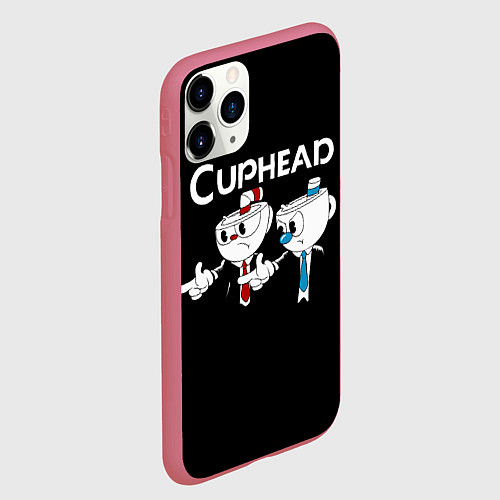 Чехол iPhone 11 Pro матовый Cuphead грозные ребята из Криминального чтива / 3D-Малиновый – фото 2