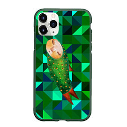 Чехол iPhone 11 Pro матовый Рыбка психоделика, цвет: 3D-темно-зеленый