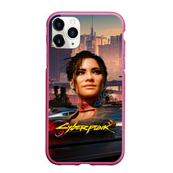 Чехол iPhone 11 Pro матовый Panam Панам Cyberpunk 2077 портрет, цвет: 3D-малиновый