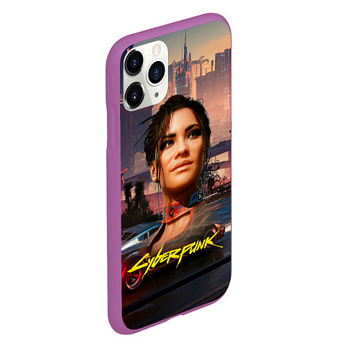 Чехол iPhone 11 Pro матовый Panam Панам Cyberpunk 2077 портрет / 3D-Фиолетовый – фото 2