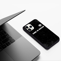 Чехол iPhone 11 Pro матовый RUSSIA - ГЕРБ Made In Russia - Гранж, цвет: 3D-черный — фото 2