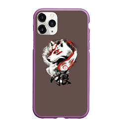 Чехол iPhone 11 Pro матовый Дух природы Белый волк, цвет: 3D-фиолетовый