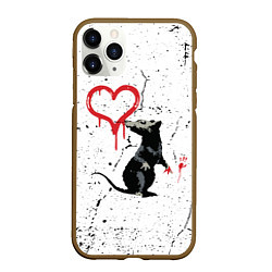 Чехол iPhone 11 Pro матовый BANKSY БЭНКСИ крыса, цвет: 3D-коричневый