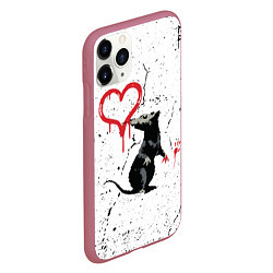 Чехол iPhone 11 Pro матовый BANKSY БЭНКСИ крыса, цвет: 3D-малиновый — фото 2