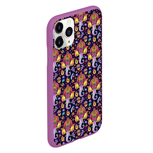 Чехол iPhone 11 Pro матовый Слон Ганеша Ganesha / 3D-Фиолетовый – фото 2