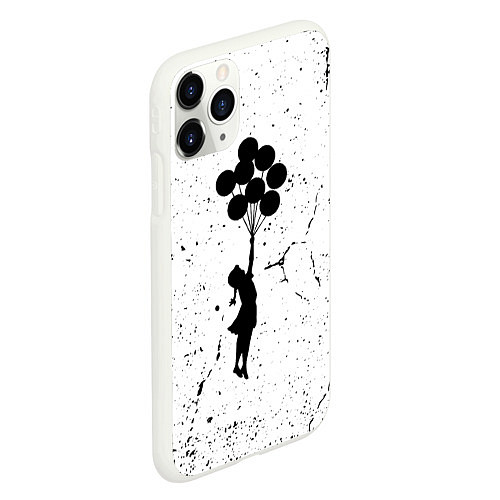 Чехол iPhone 11 Pro матовый Banksy - Бэнкси девочка с воздушными шарами / 3D-Белый – фото 2