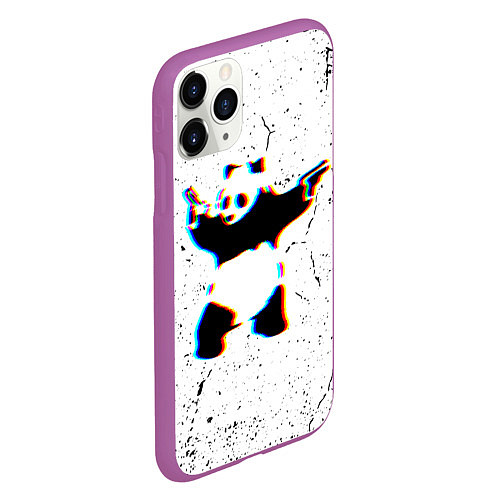 Чехол iPhone 11 Pro матовый Banksy Panda with guns Бэнкси / 3D-Фиолетовый – фото 2