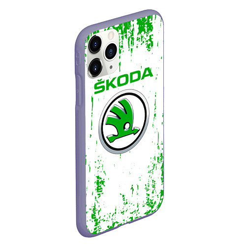 Чехол iPhone 11 Pro матовый Skoda Брызги / 3D-Серый – фото 2