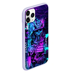 Чехол iPhone 11 Pro матовый Неоновый Японский Самурай Neon Samurai Skull, цвет: 3D-светло-сиреневый — фото 2