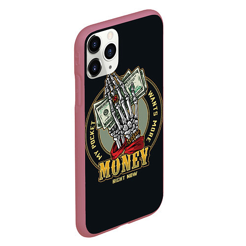 Чехол iPhone 11 Pro матовый MONEY мой карман хочет больше / 3D-Малиновый – фото 2