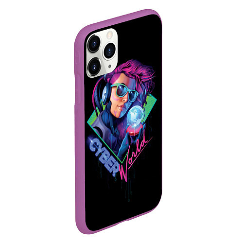 Чехол iPhone 11 Pro матовый Cyber World / 3D-Фиолетовый – фото 2