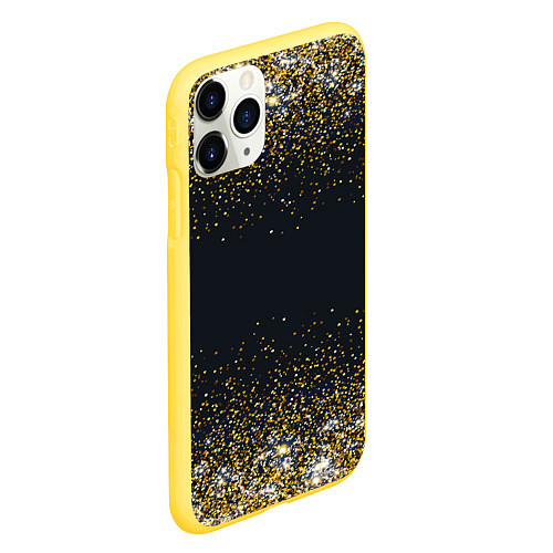 Чехол iPhone 11 Pro матовый Золотые блестки на темном фоне Сияющий глиттер, бл / 3D-Желтый – фото 2