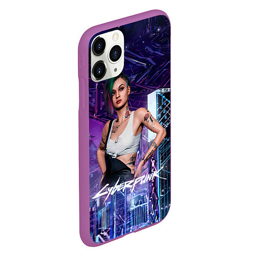 Чехол iPhone 11 Pro матовый Judy Cyberpunk2077 Джуди / 3D-Фиолетовый – фото 2