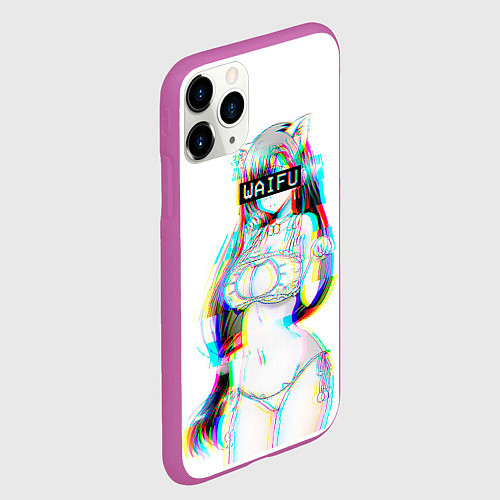 Чехол iPhone 11 Pro матовый Кошкодевочка Waifu / 3D-Фиолетовый – фото 2