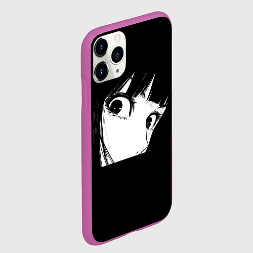 Чехол iPhone 11 Pro матовый Аниме Персонаж Взгляд / 3D-Фиолетовый – фото 2