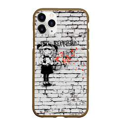 Чехол iPhone 11 Pro матовый Banksy Девочка в Противогазе Бэнкси, цвет: 3D-коричневый