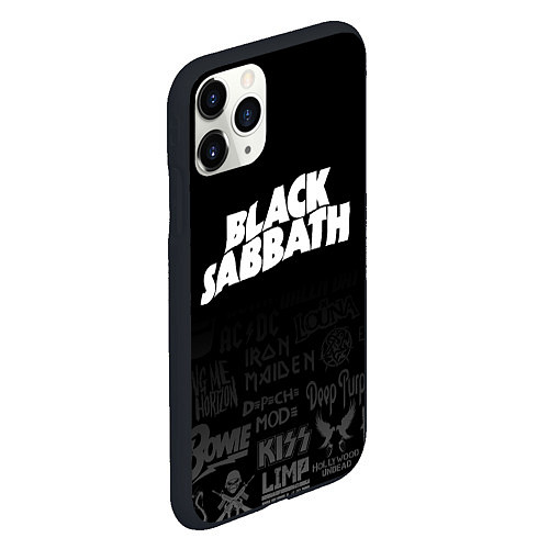 Чехол iPhone 11 Pro матовый Black Sabbath логотипы рок групп / 3D-Черный – фото 2